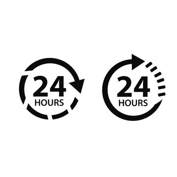 24 hours clock time symbol icon set isolated on white background