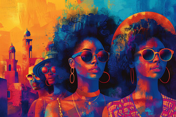 Black Women Celebrating Juneteeth on June 19th - obrazy, fototapety, plakaty