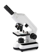 Modern microscope isolated on white. Medical equipment
