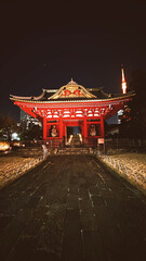 Tokyo, Japon. March 29, 2024: Beautiful Sensoji temple illuminated at night.