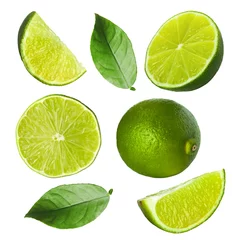 Outdoor kussens Fresh ripe limes isolated on white, collection © New Africa