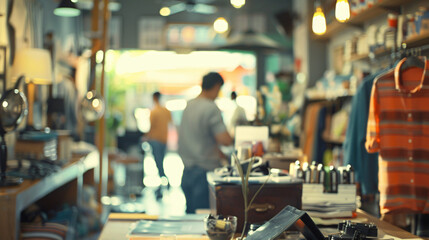 blurry crowd of people shopping in a store