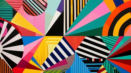 Bold geometric patterns pulsating with vibrant colors