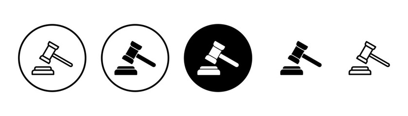 Gavel icon vector isolated on white background. Hammer icon vector. Judge Gavel Auction Icon Vector. Bid - obrazy, fototapety, plakaty