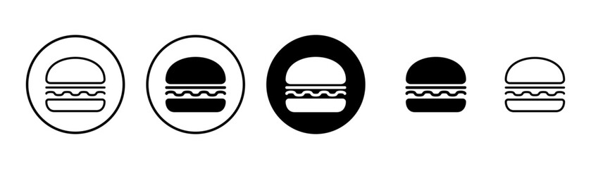 Hamburger icon vector isolated on white background. Burger and hamburger icon. Fast food vector icon