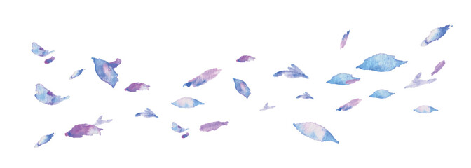 水彩画。水彩タッチの紫と青い花のイラスト。エレガントな花のフレーム。水彩のベクターフレーム。Watercolor painting. Illustration of purple and blue flowers with watercolor touch. Elegant flower frame. Watercolor vector frame.