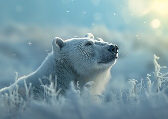 polar bear sitting grass imagery princess bright wintry peaceful expression