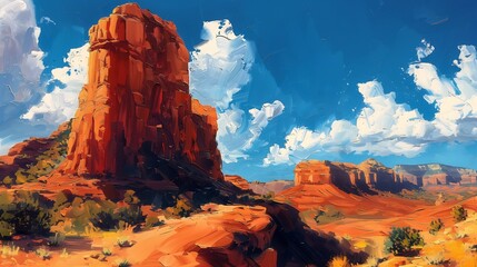 desert scene mountain background light blue sky clouds lucky sunny day clear sandstone square paintings depth land
