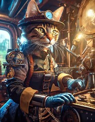 スチームパンクな世界で蒸気機関車を運転する機関士