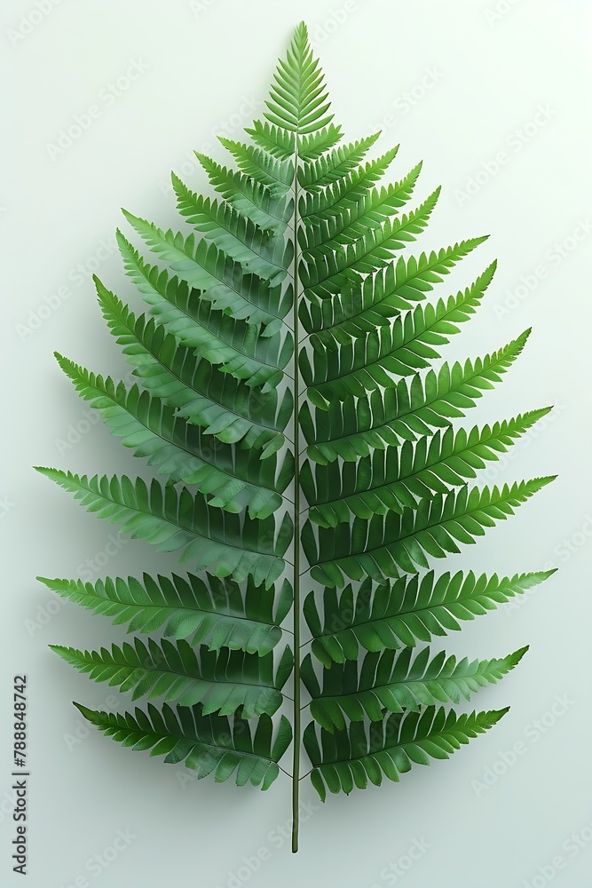Aufkleber generative ai : fern leaves are placed on a pure white background paper.