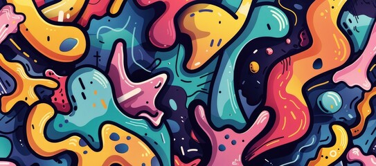 Vibrant graffiti-style design background bursts with bright colors, Ai Generated.