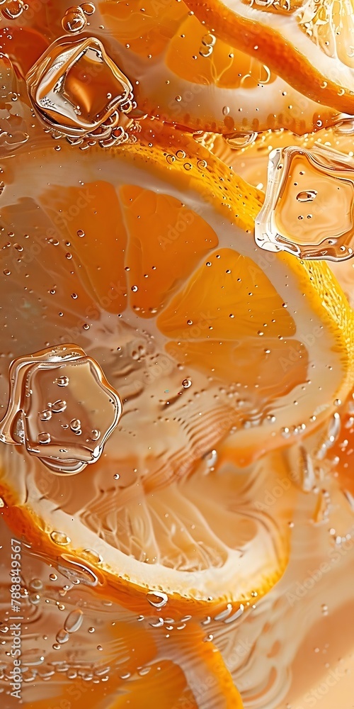 Poster generative ai : orange slices and lemon slices in sparkling water