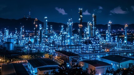 Fototapeta na wymiar Oilâ€‹ refineryâ€‹ andâ€‹ plant and tower column of petrochemistry industry 