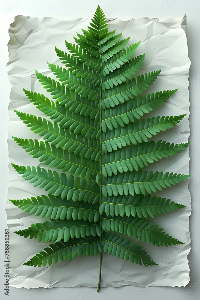 Aufkleber generative ai : fern leaves are placed on a pure white background paper.
