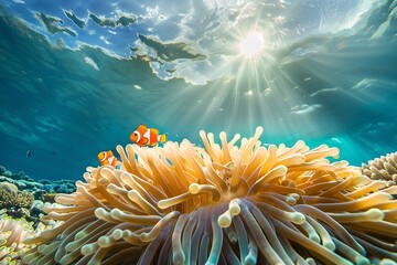 Generative AI : Dive into the enchanting underwater world, where vibrant marine life 