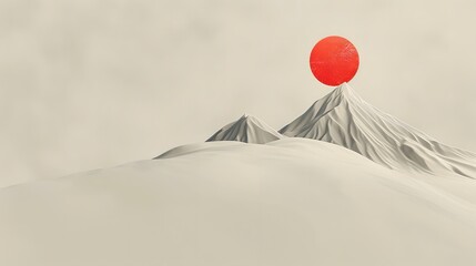 Sun above the mountain with Japanese style. 
