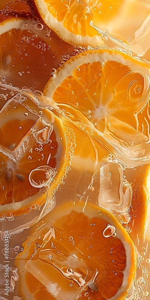 Poster generative ai : orange slices and lemon slices in sparkling water