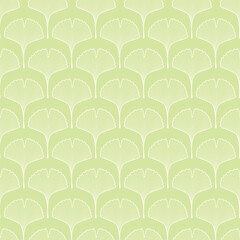 Fototapeta na wymiar Green Ginkgo Leaves Botanical Seamless Vector Repeat Pattern