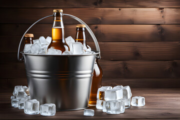 whiskey in a bucket with ice cubes