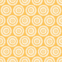 Yellow Abstract Geometric Circle Doodle Seamless Vector Repeat Pattern