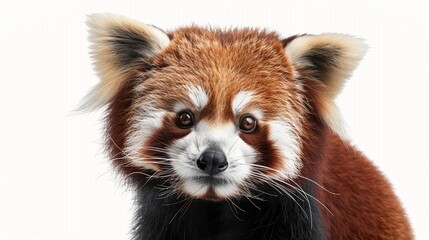 Portrait of a curious Red Panda ( Ailurus fulgens ), Firefox or Lesser Panda. Isolated on white backgrounds.