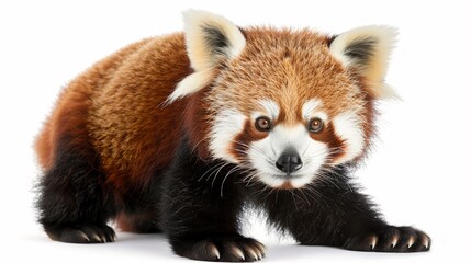 Portrait of a curious Red Panda ( Ailurus fulgens ), Firefox or Lesser Panda. Isolated on white backgrounds. - Powered by Adobe