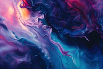 Beautiful abstraction of liquid paints in slow blending flow mixing together gently - generative ai