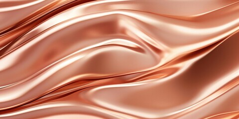 Fototapeta premium Luxurious Textile Design Wallpaper, Rose Gold Silk Fabric with Lustrous Waves