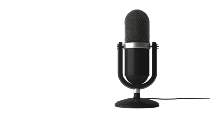 modern podcast microphone isolated on transparent background, podcast business, mic cut out 
