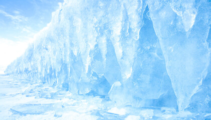 Fototapeta na wymiar Background of a huge wall made of ice