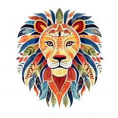 Obraz premium ライオンの民族風イラスト