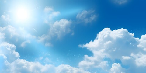 Fototapeta premium 太陽光のフレアが美しい青空