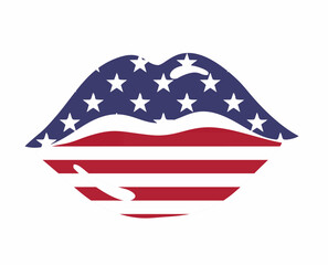 Sexy lips with American motifs