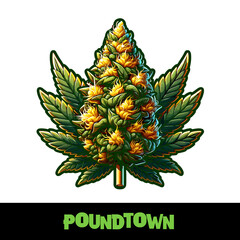 Vector Illustrated Poundtown Cannabis Bud Strain Cartoon