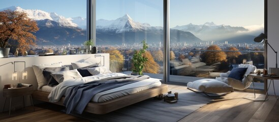 bedroom in the mountains with a beautiful view