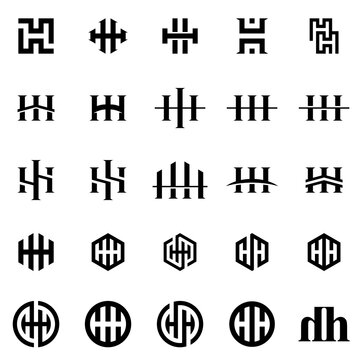 Initials letter HH abstract set logo design vector