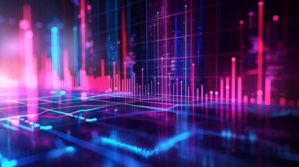 数値データや投資の3Dグラフ背景イメージ 3d image of Graph of stock, investment, numbers of data