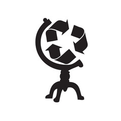 Globe stand recycling symbol