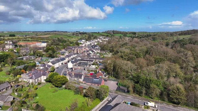 Aerial view of Greyabbey Village Strangford Lough Ards Peninsula County Down Northern Ireland