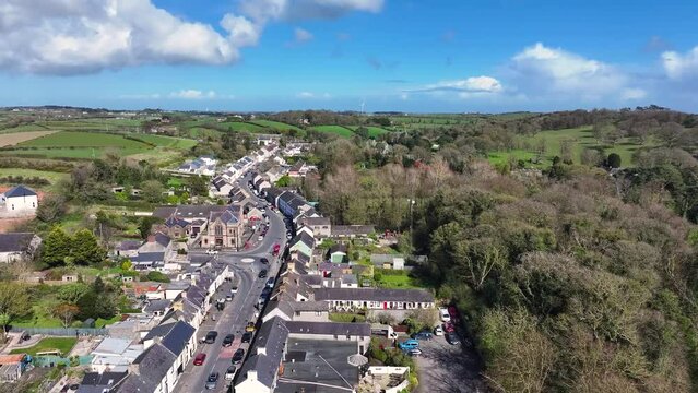 Aerial view of Greyabbey Village Strangford Lough Ards Peninsula County Down Northern Ireland