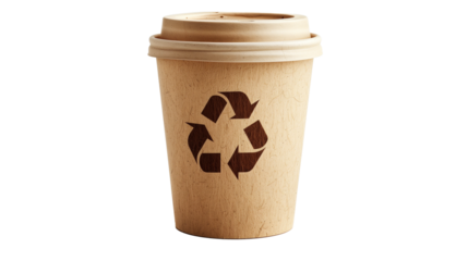recyclable coffee cup isolated on transparent background 