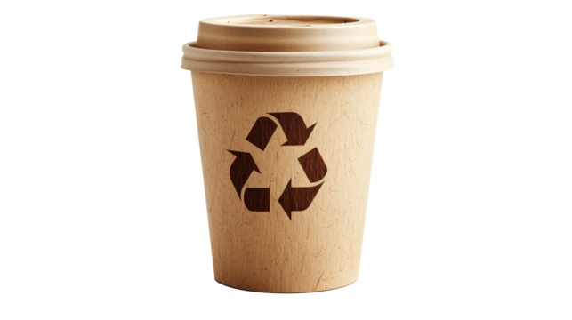 recyclable coffee cup isolated on transparent background 