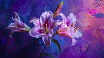 The flowers stand out beautifully against the vibrant purple background