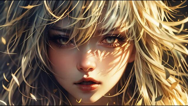 anime girl with blonde hair, generative IA. anime girl. animation