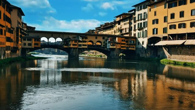 ponte vecchio city, seamless looping animation video background 