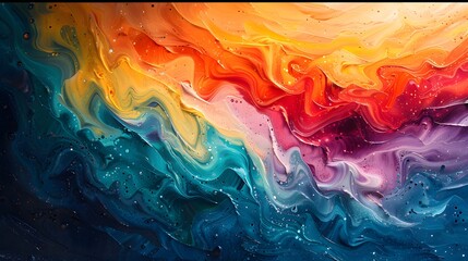 Colorful abstract oil painting wallpaper.