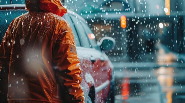 satisfied customer watches as their vehicle receives a thorough exterior cleaning at a professional car wash.