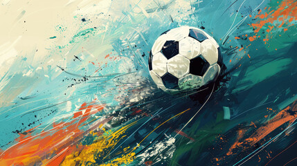soccer ball graphic image illustration, brushstroke