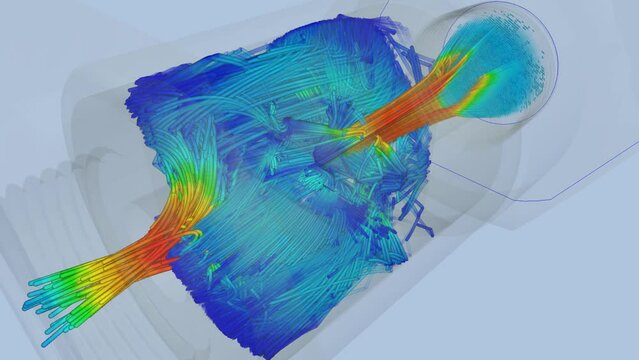 CFD simulation Computational fluid dynamics - flow pump and switch airflow simulation