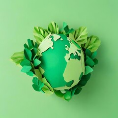 paper globe surrounded by paper plants forming a captivating scene